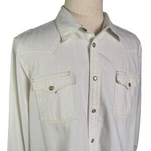 Tecovas White Cotton Denim Western Pearl Snap Long Sleeve Men's Shirt Sz XL